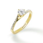טבעת אירוסין - אלמוג - זהב צהוב