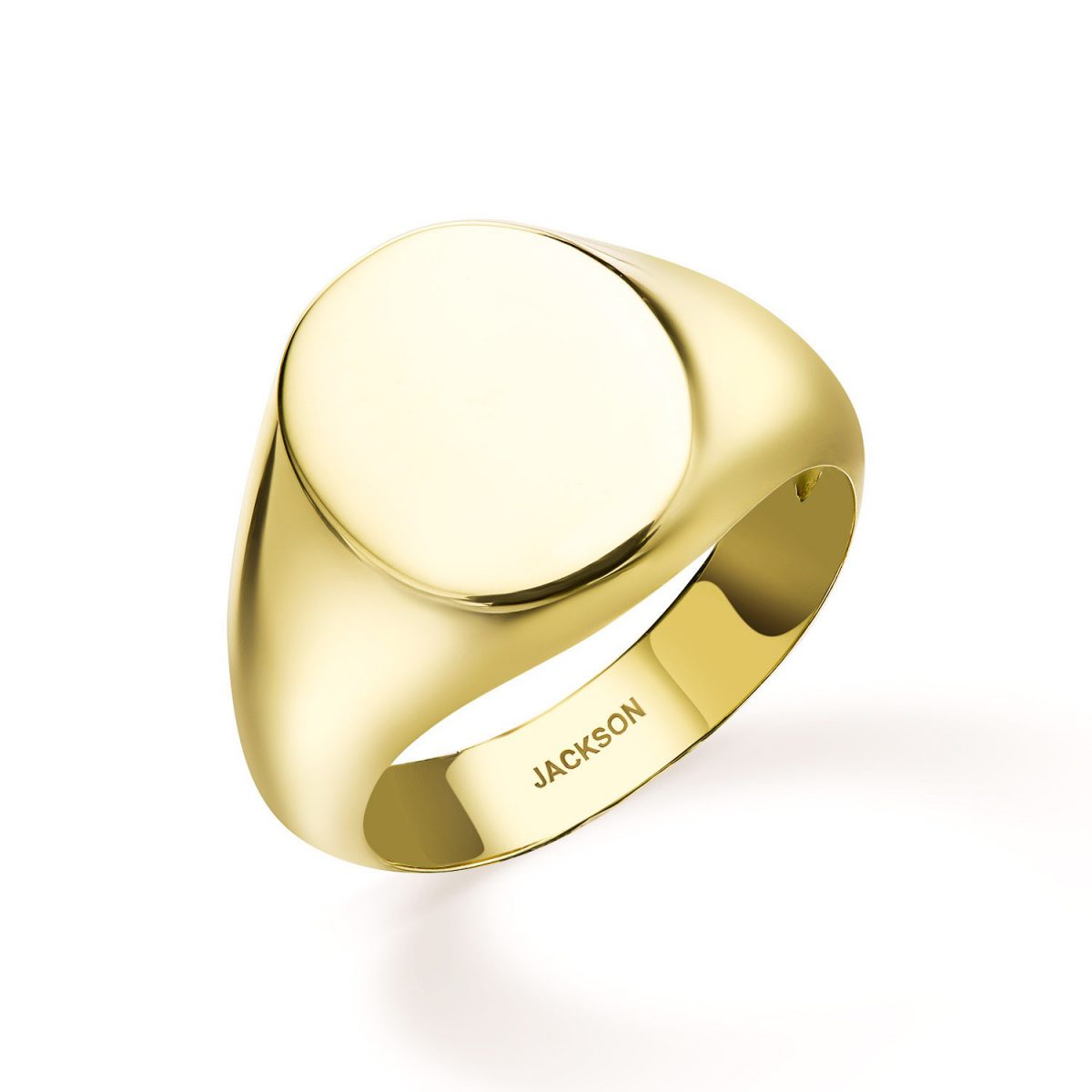 טבעת חותם - סהר - זהב צהוב