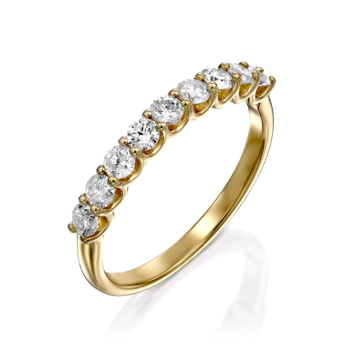 טבעת יהלומים - שקד - זהב צהוב