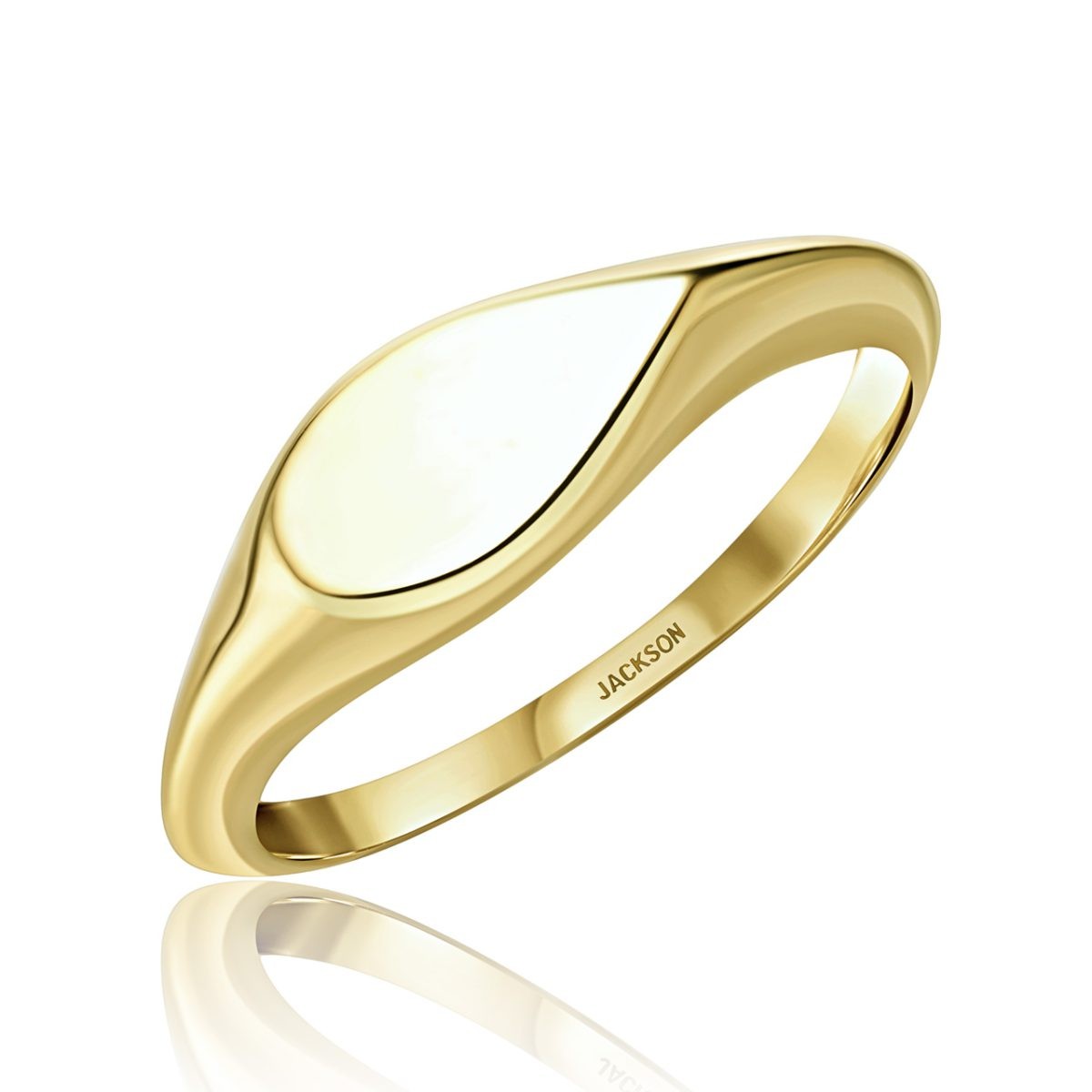 טבעת זהב חותם - טיפה - זהב צהוב