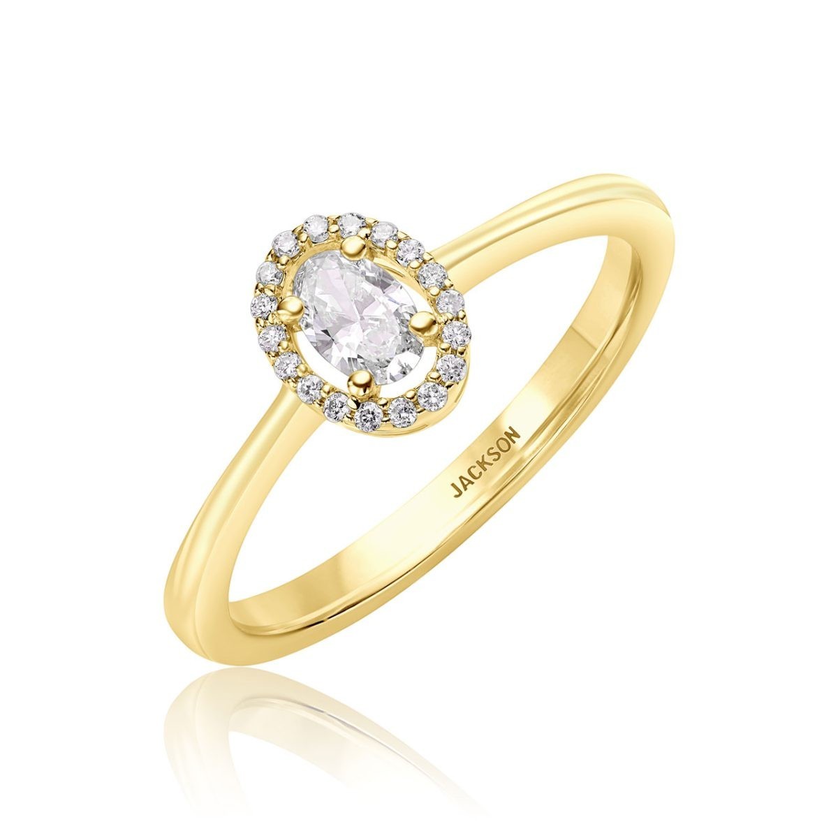 טבעת יהלומים - אובל - זהב צהוב