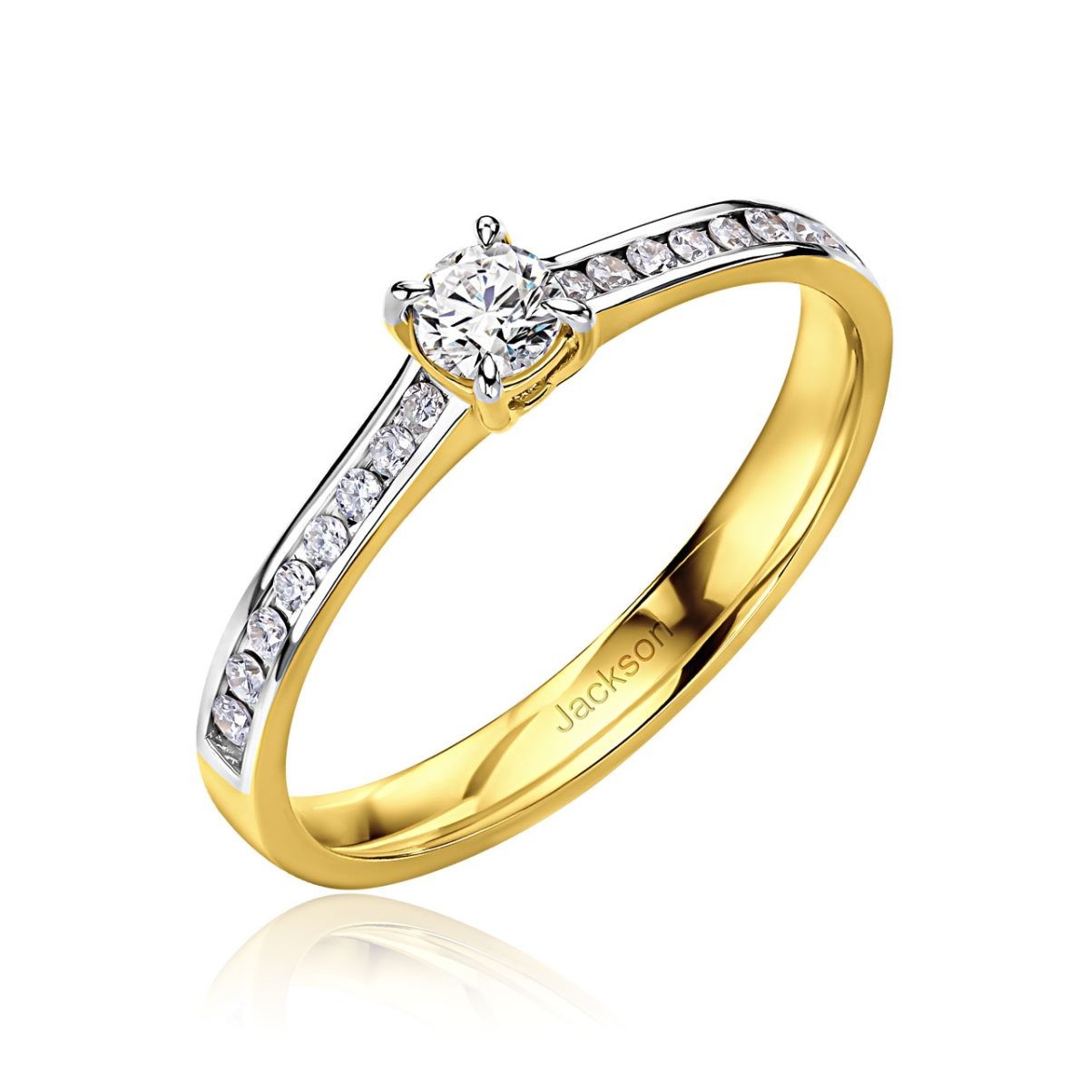טבעת אירוסין - שוליים גבוהים - זהב צהוב