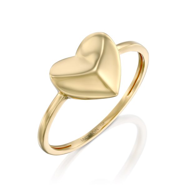 טבעת זהב - לב עם שיפועים - זהב צהוב