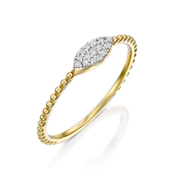 טבעת יהלומים - כדורים - זהב צהוב