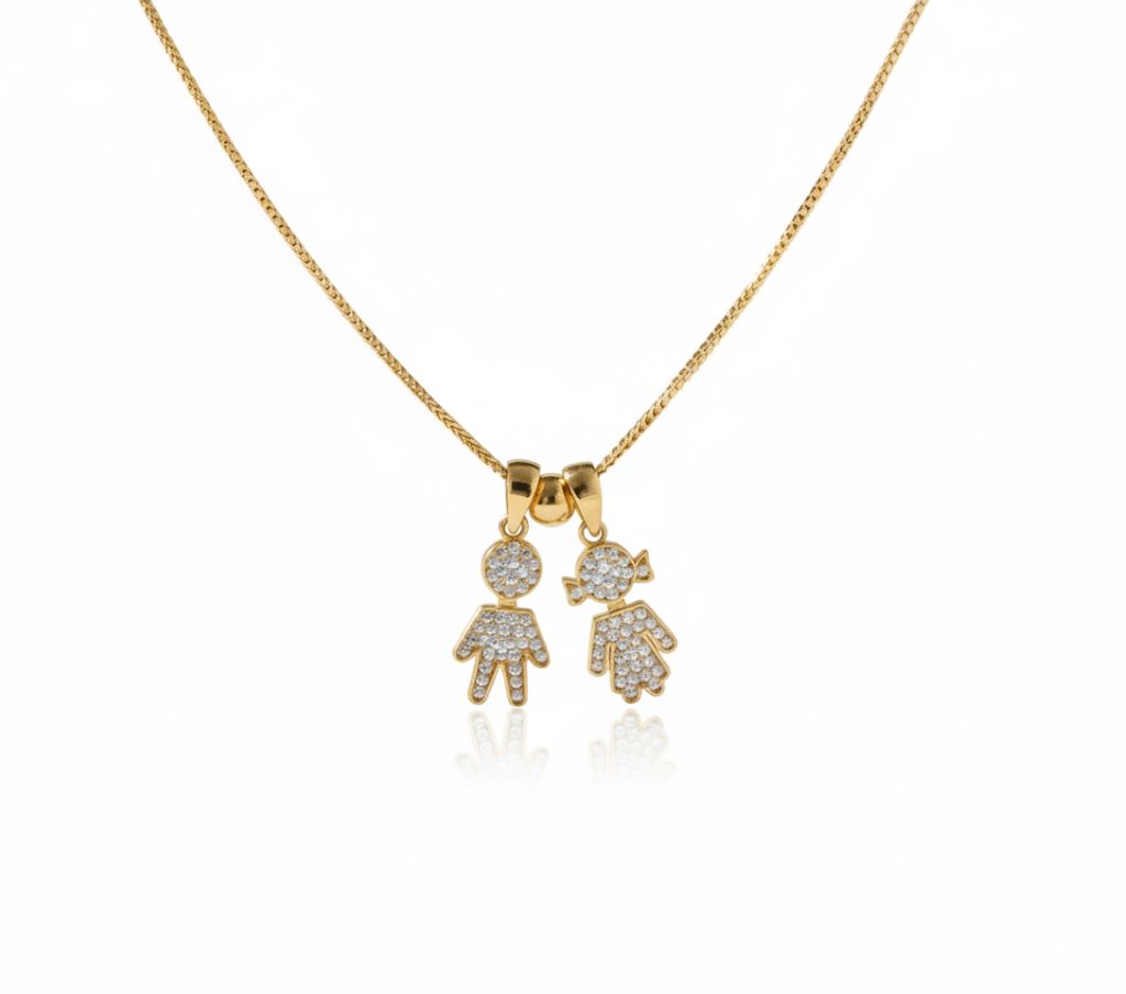 שרשרת זהב - תליוני ילדים אבני זרקונים